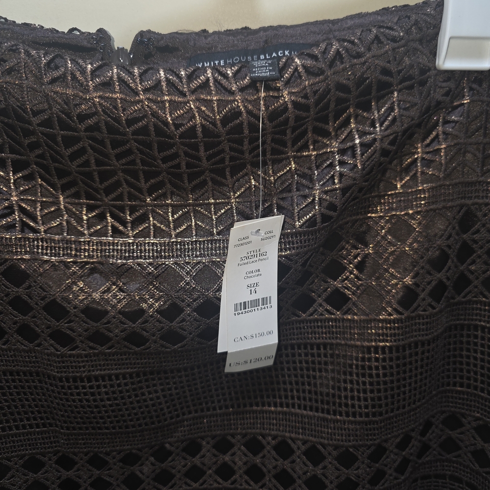 White House Black Market Metallic Brown Crochet Dress